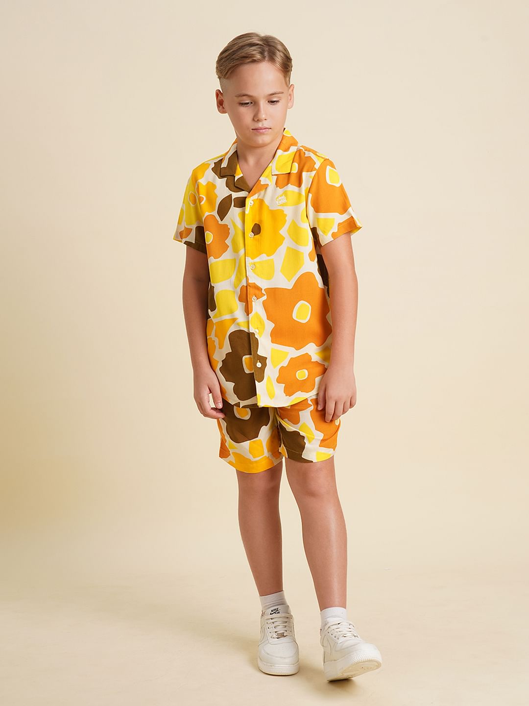 Boys Yellow Floral Co-ord Set Shirt
