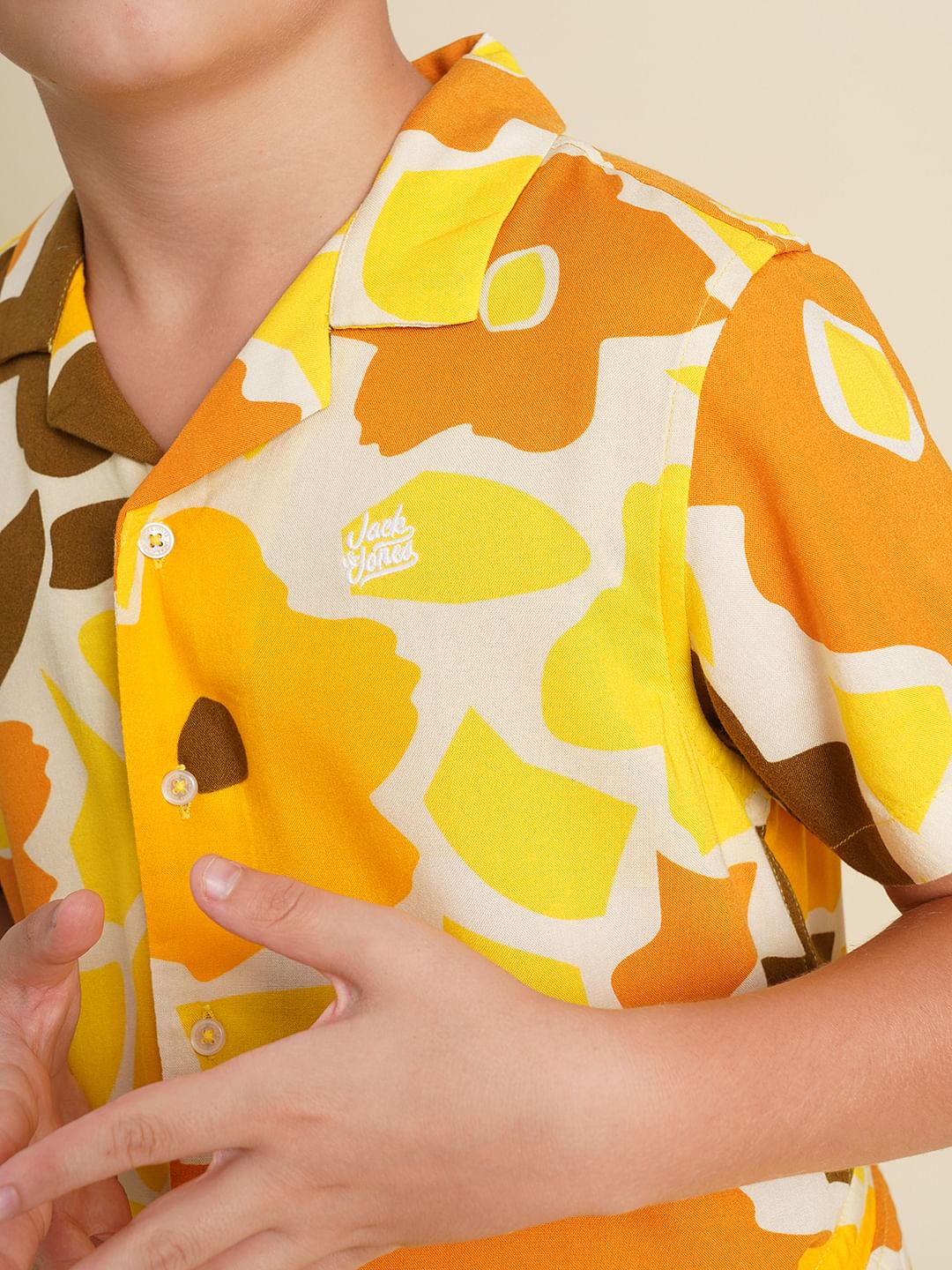 Boys Yellow Floral Co-ord Set Shirt