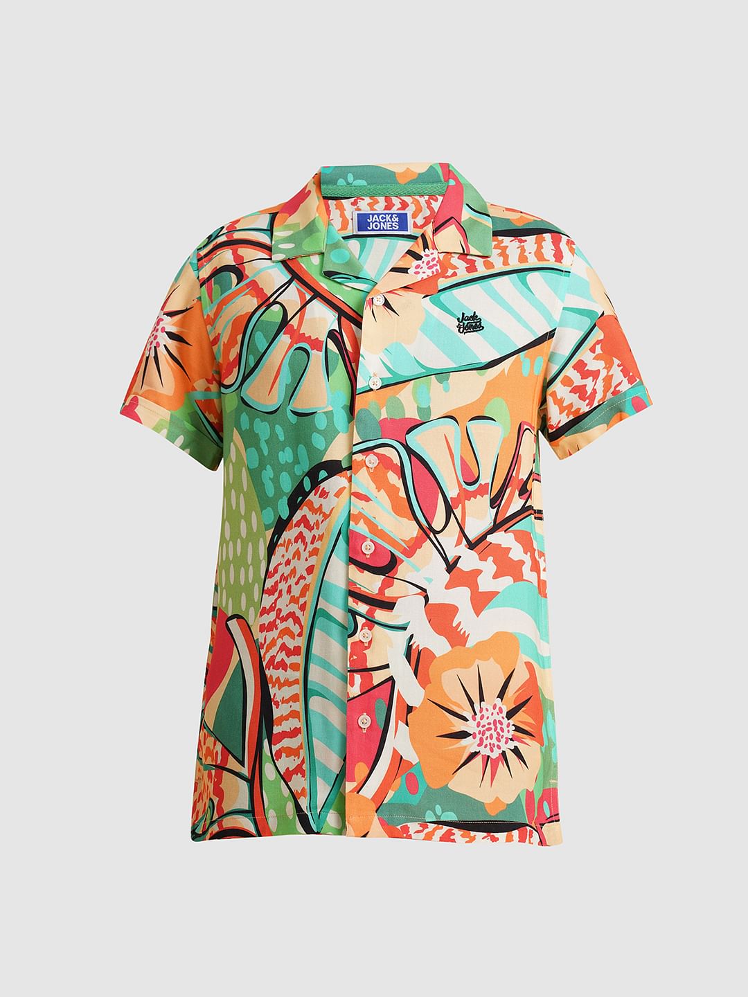 Boys Green Printed Co-ord Set Shirt