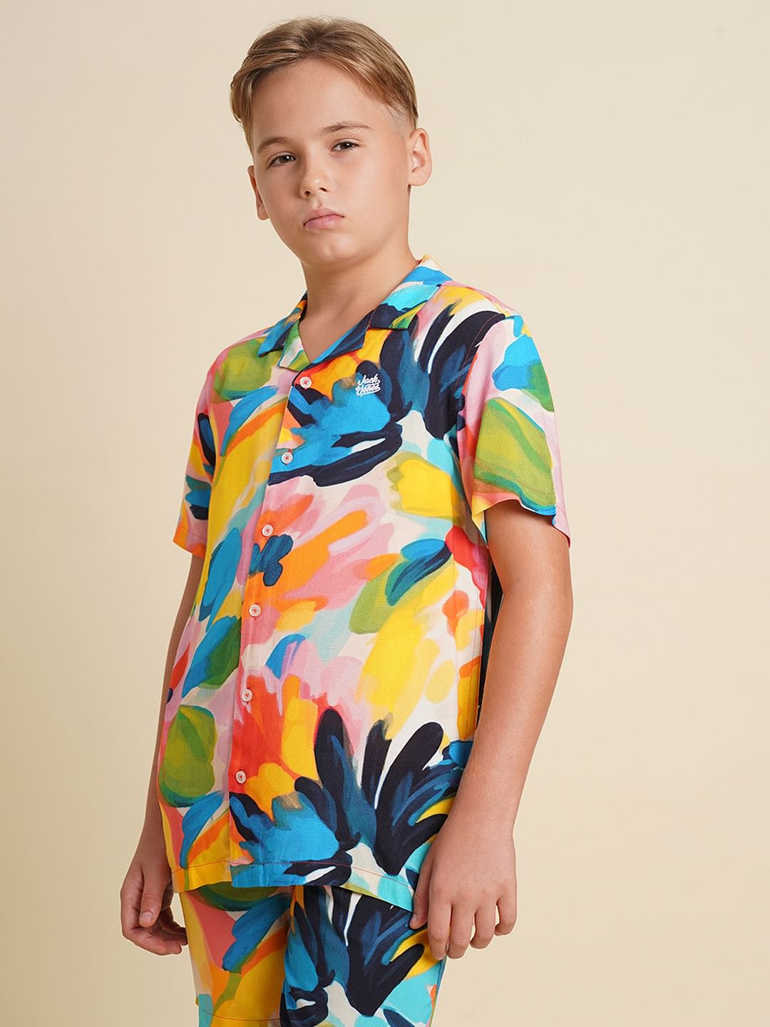 Boys Multi-Colour Printed Viscose Shirt