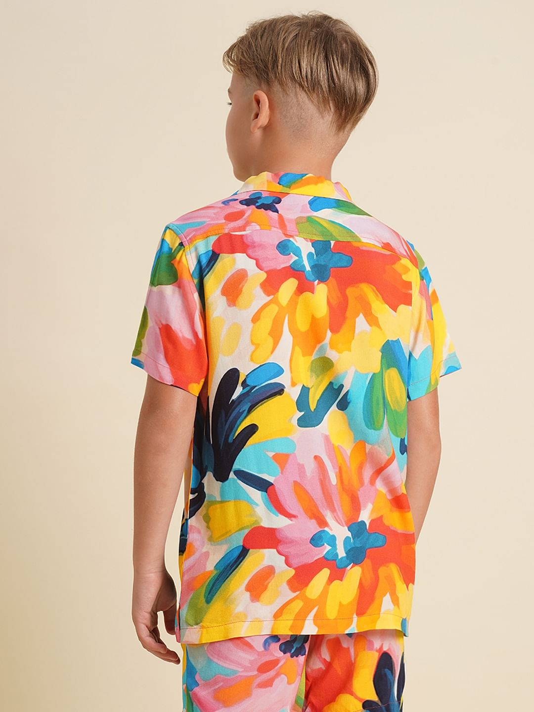 Boys Multi-Colour Printed Viscose Shirt