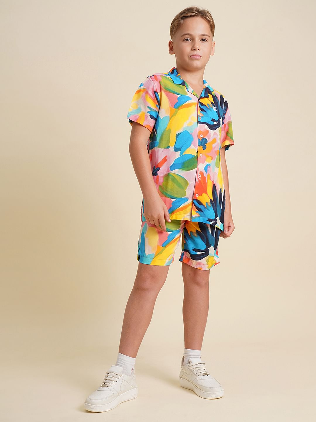 Boys Multi-Colour Printed Viscose Shirt