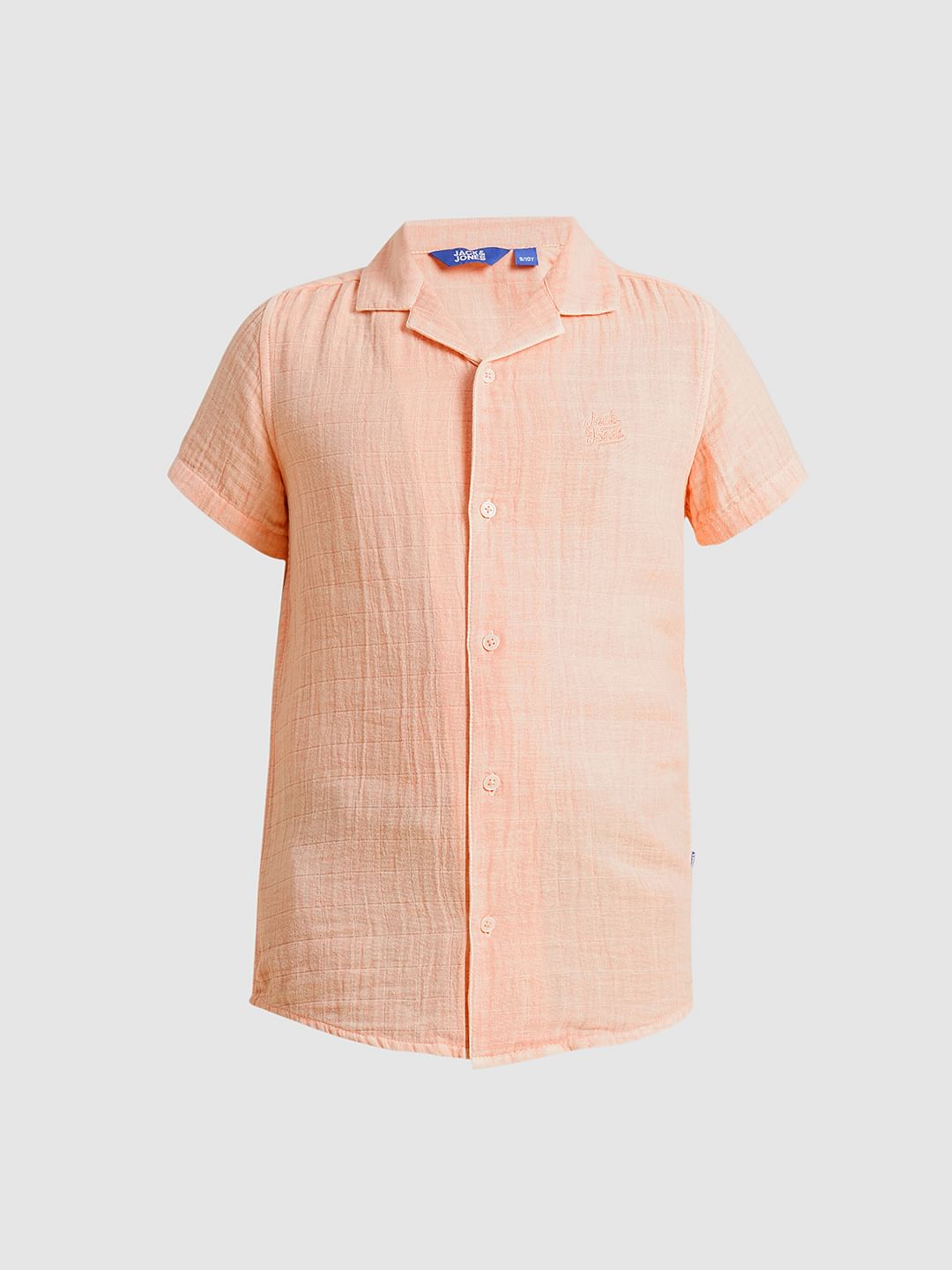 Boys Pink Cotton Resort Collar Shirt