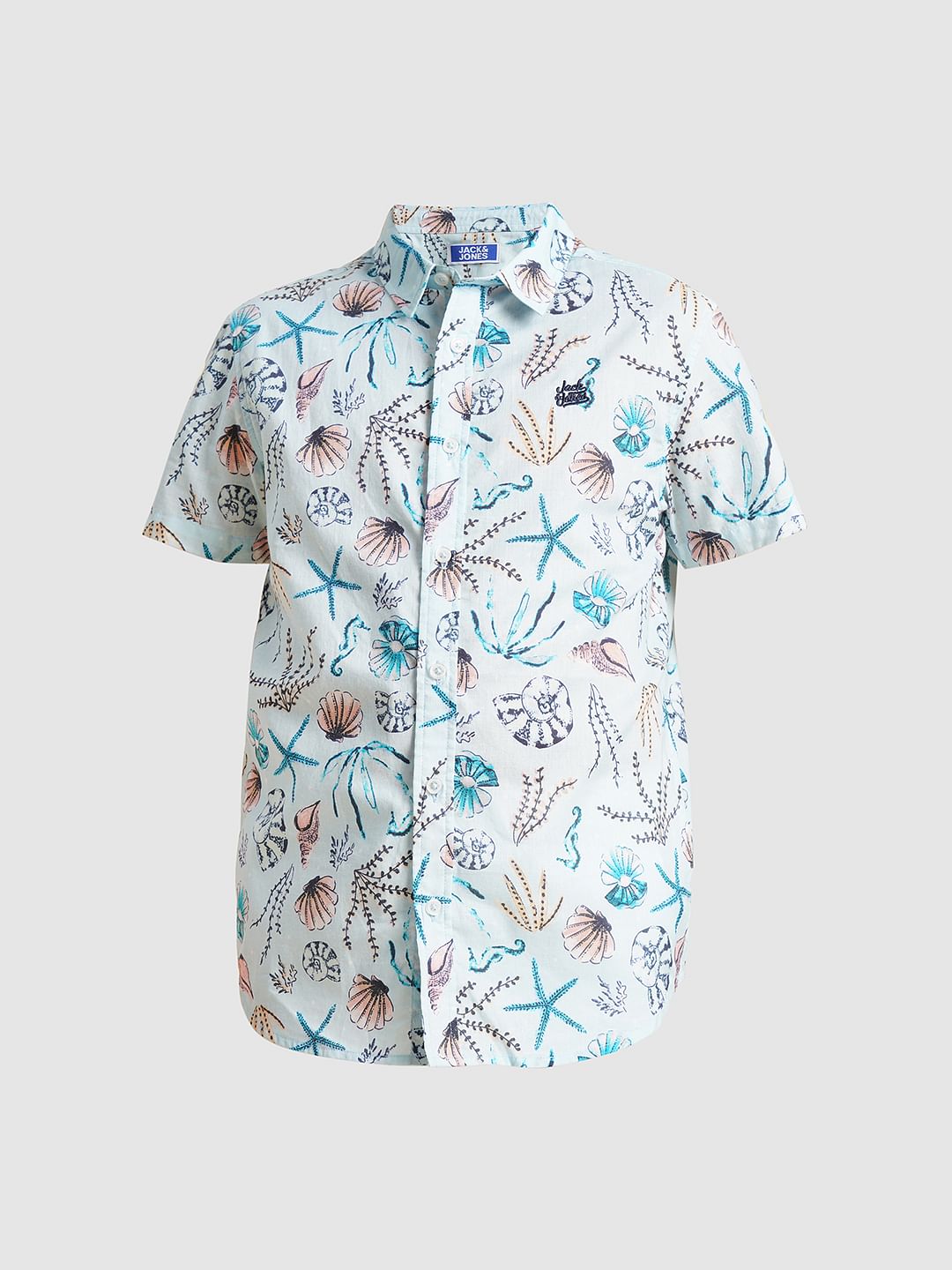 Boys Blue Sea Shells Print Shirt