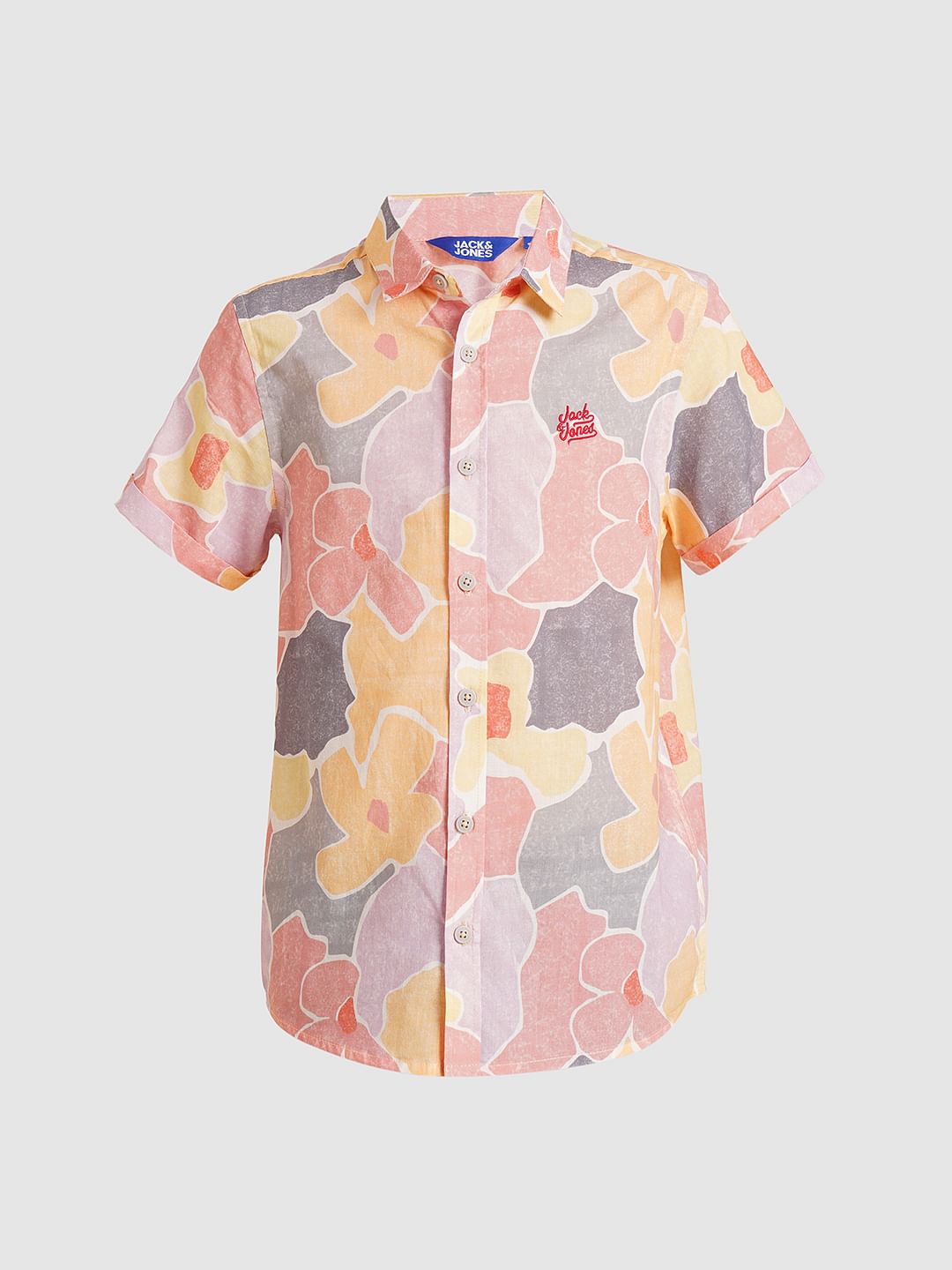 Boys Yellow Floral Cotton Shirt