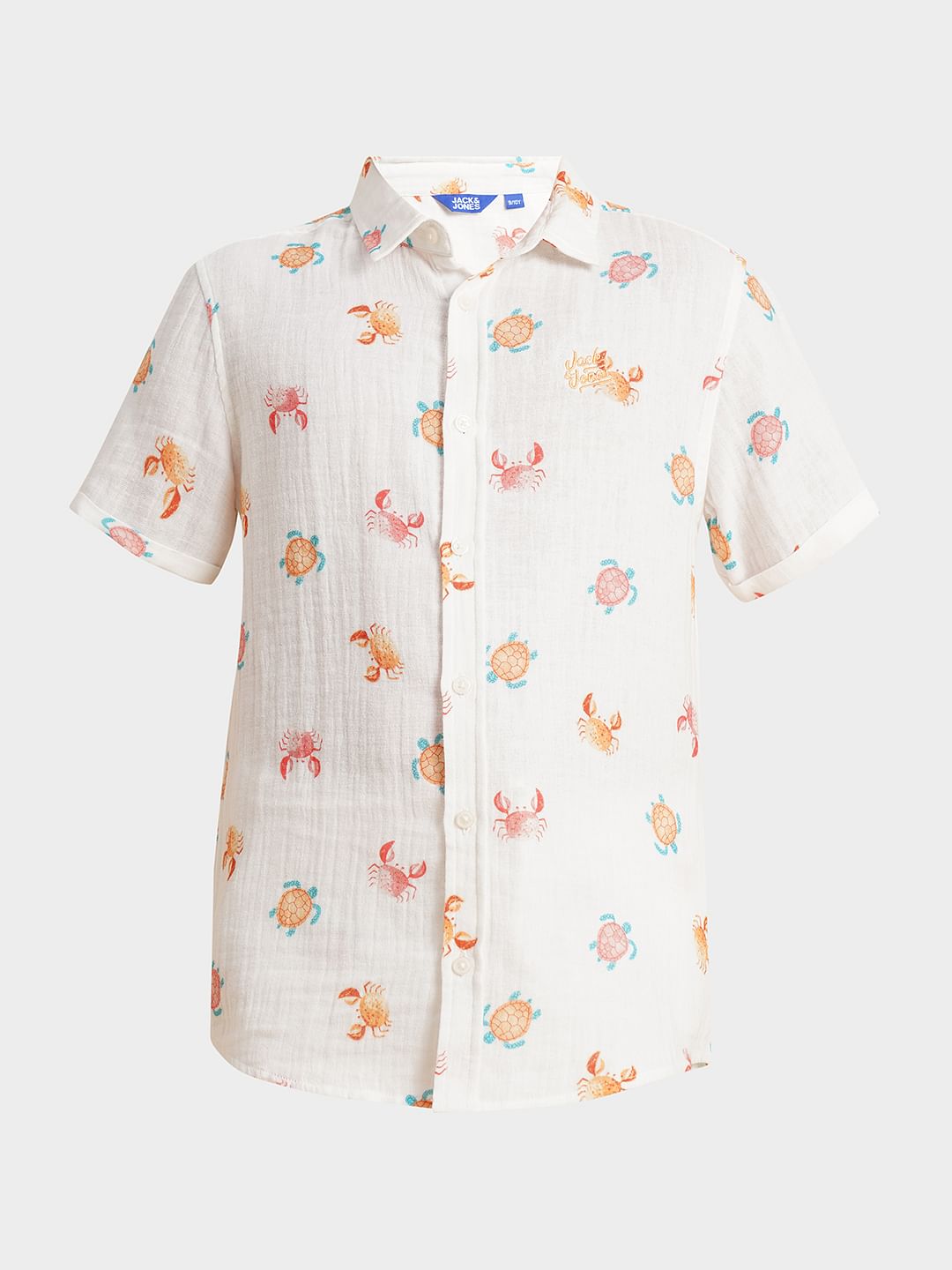 Boys White Printed Co-ord Set Shirt