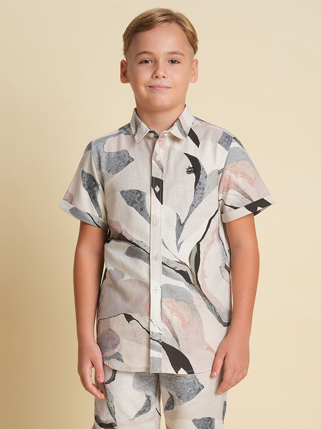 Boys White Printed Co-ord Set SHIRT