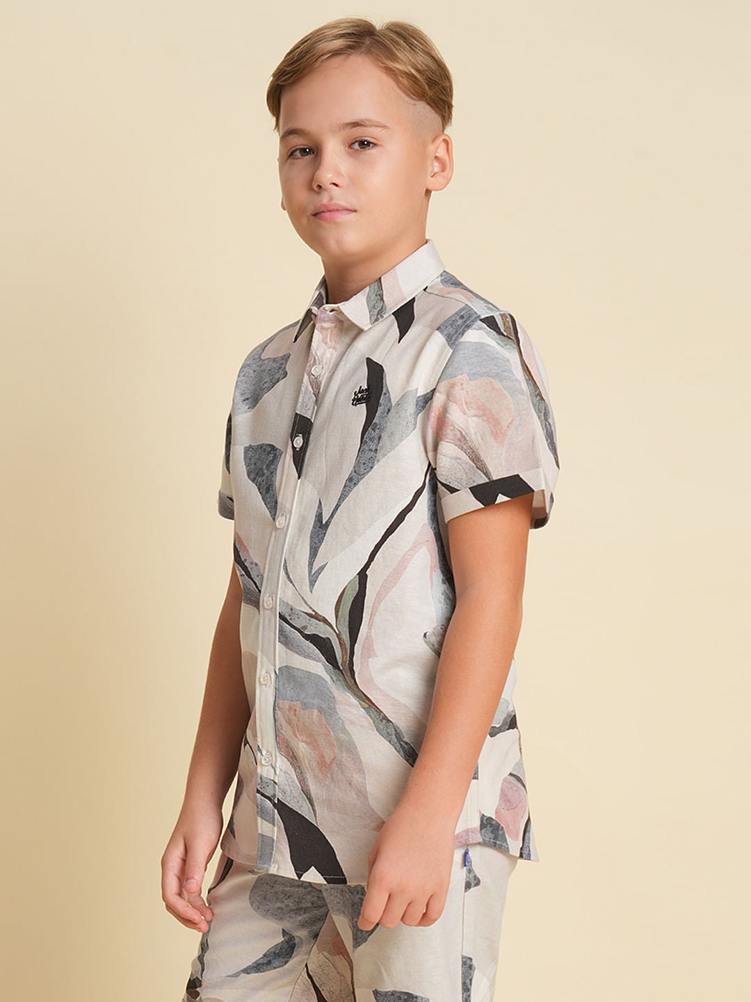 Boys White Printed Co-ord Set SHIRT