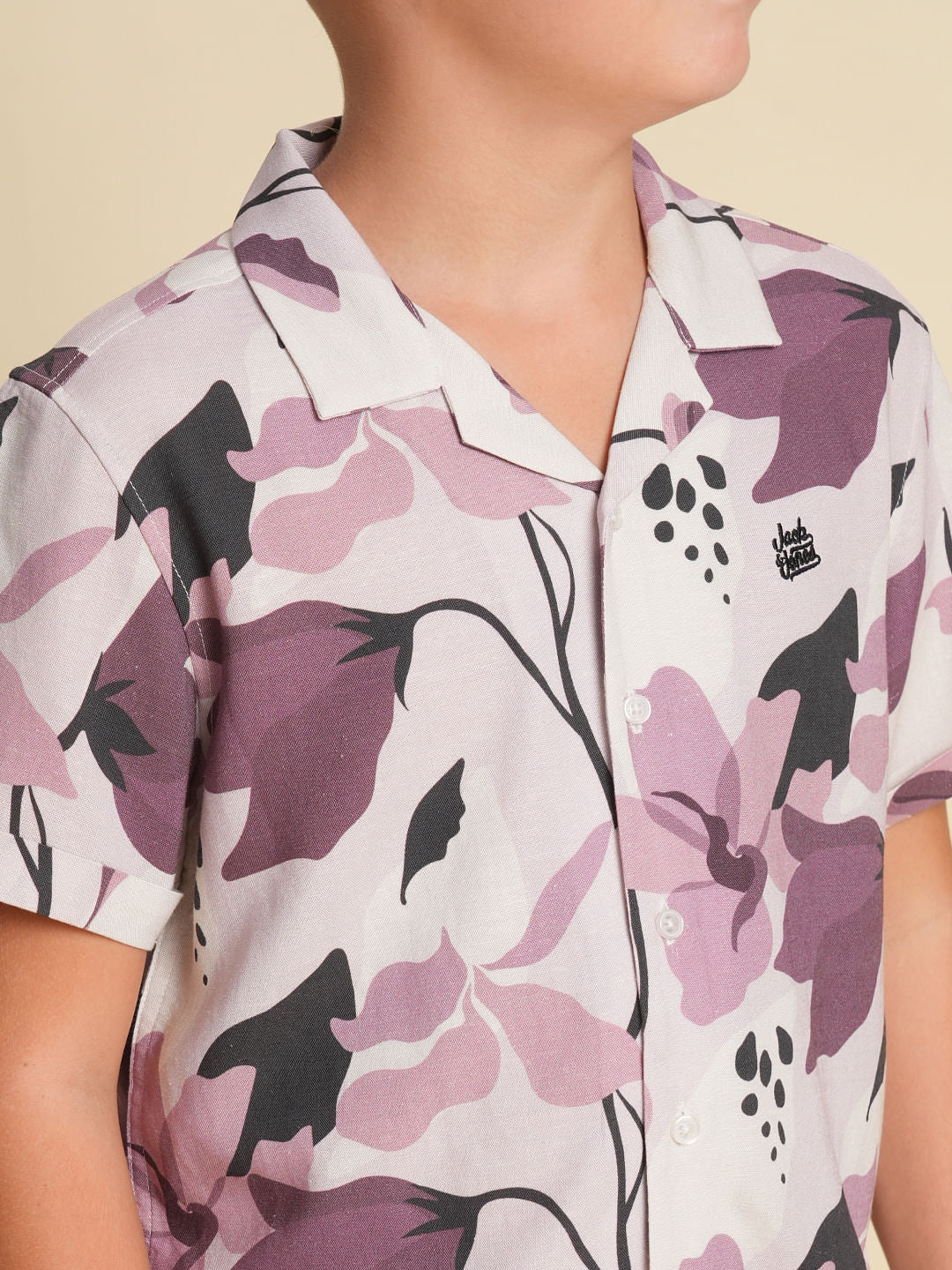 Boys Brown Printed Co-ord Set Shirt