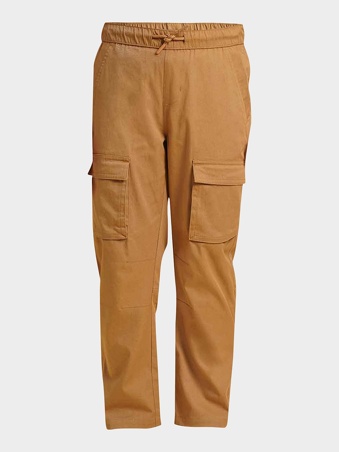 Boys Brown Mid Rise Cotton Casual Pants