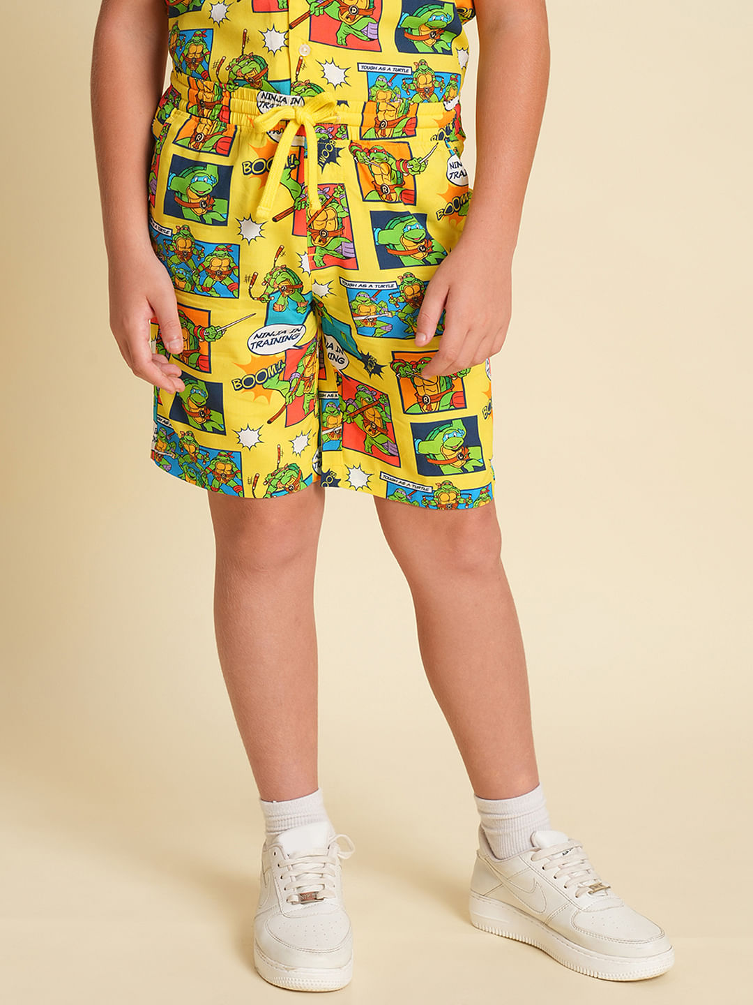Boys Yellow Ninja Turtles Print Co-ord Set Shorts