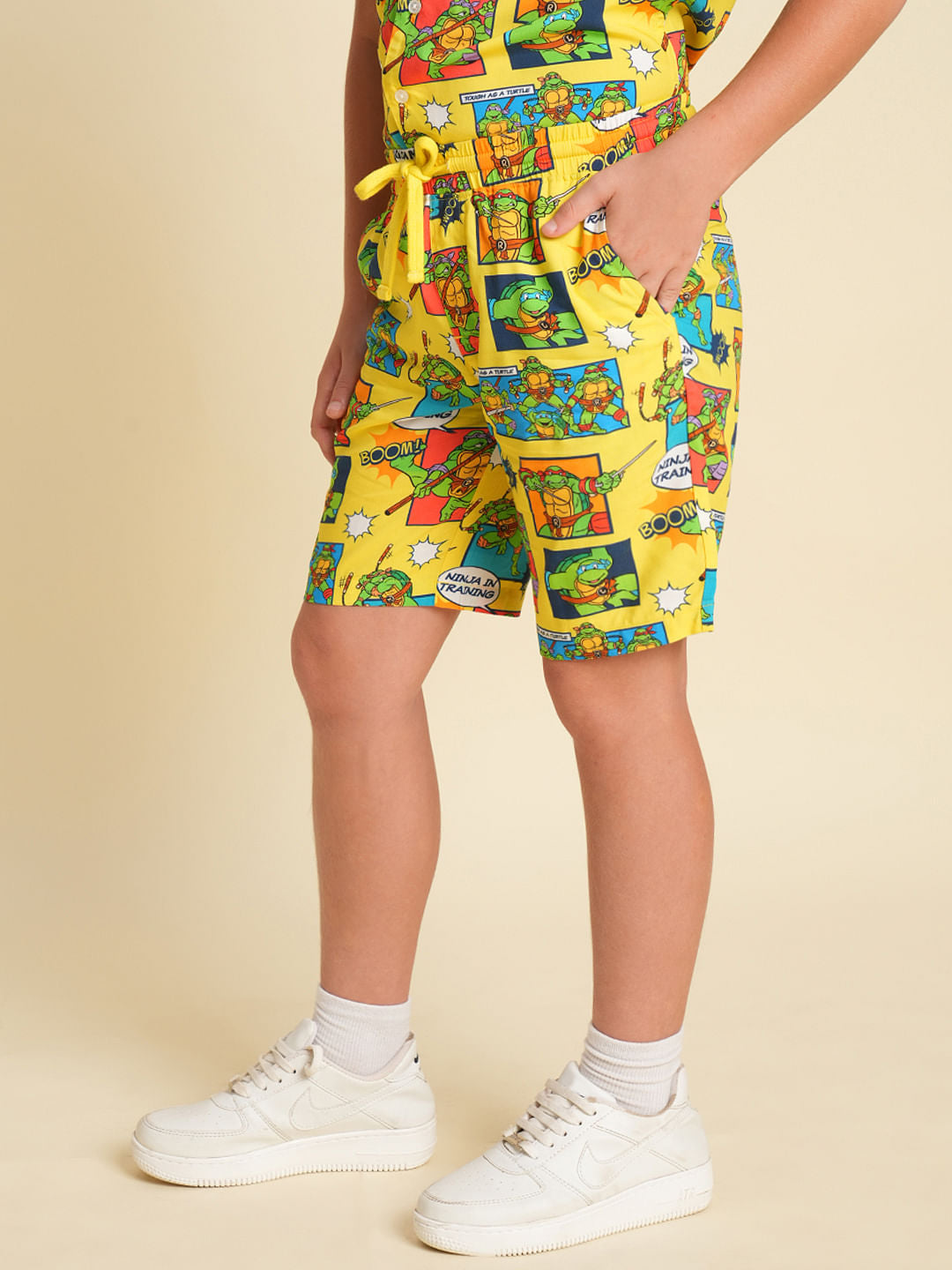 Boys Yellow Ninja Turtles Print Co-ord Set Shorts