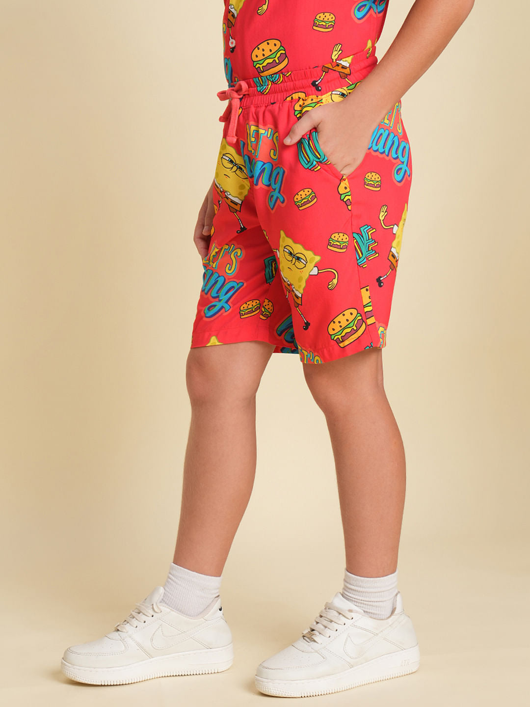 Boys Red SpongeBob Print Co-ord Set Shorts