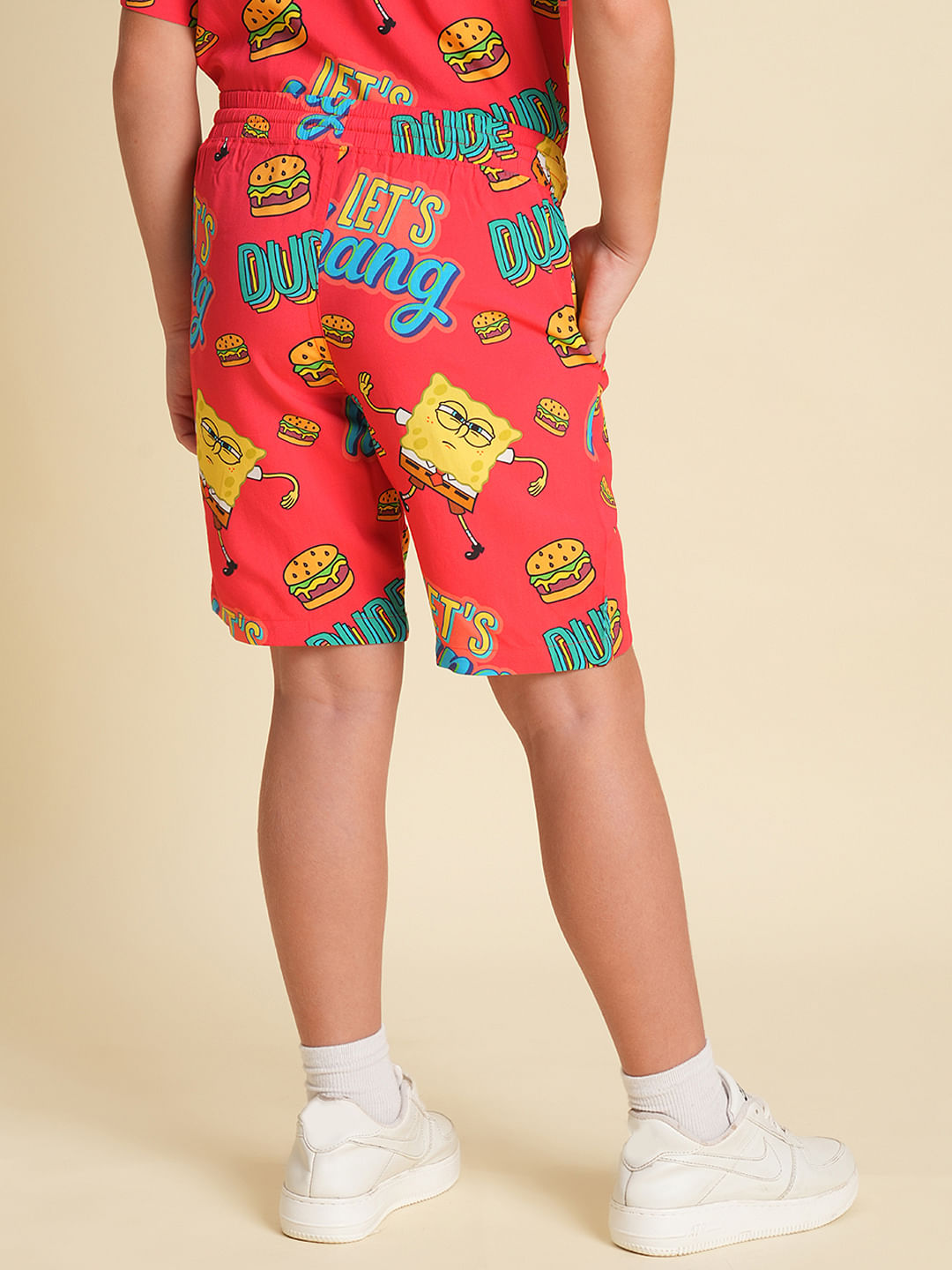Boys Red SpongeBob Print Co-ord Set Shorts