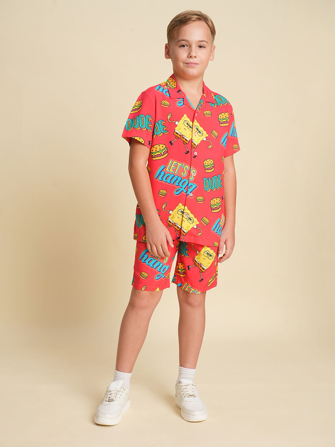 Boys Red SpongeBob Print Co-ord Set Shorts