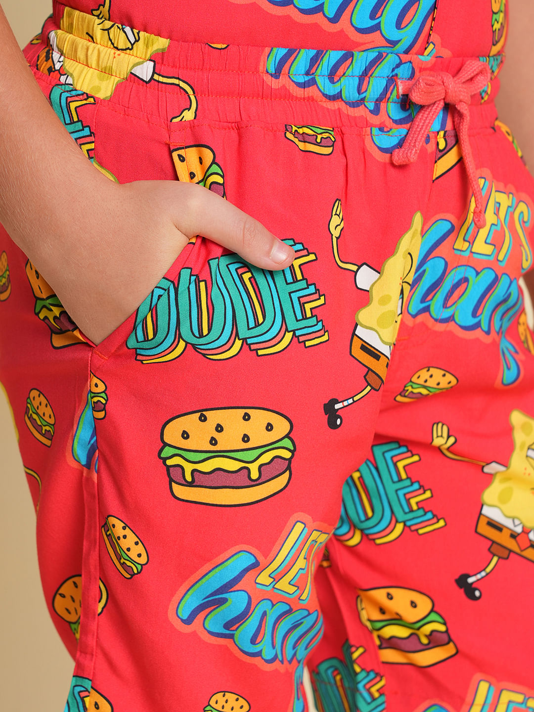 Boys Red SpongeBob Print Co-ord Set Shorts