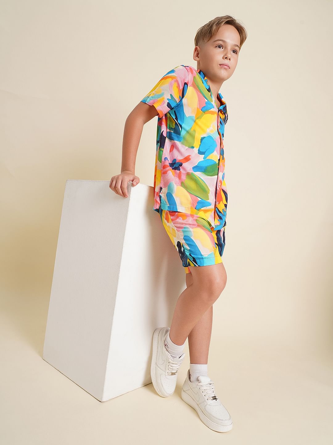 Boys Multi-Colour Printed Viscose Shorts