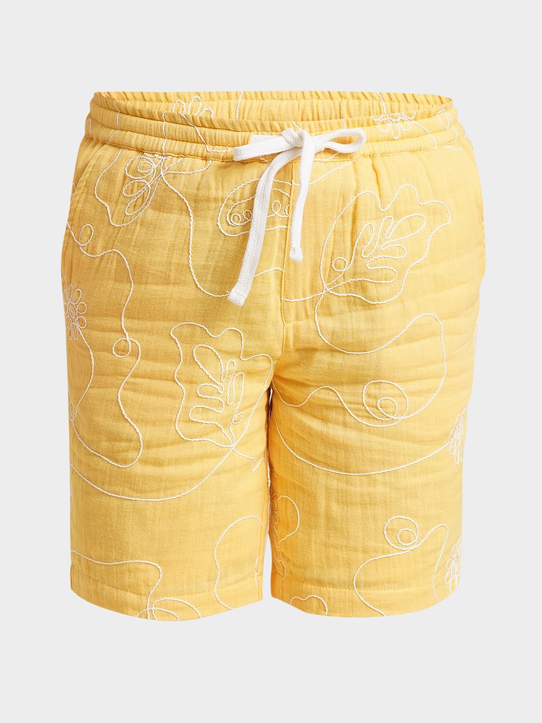 Boys Yellow Embroidered Co-ord Set Shorts