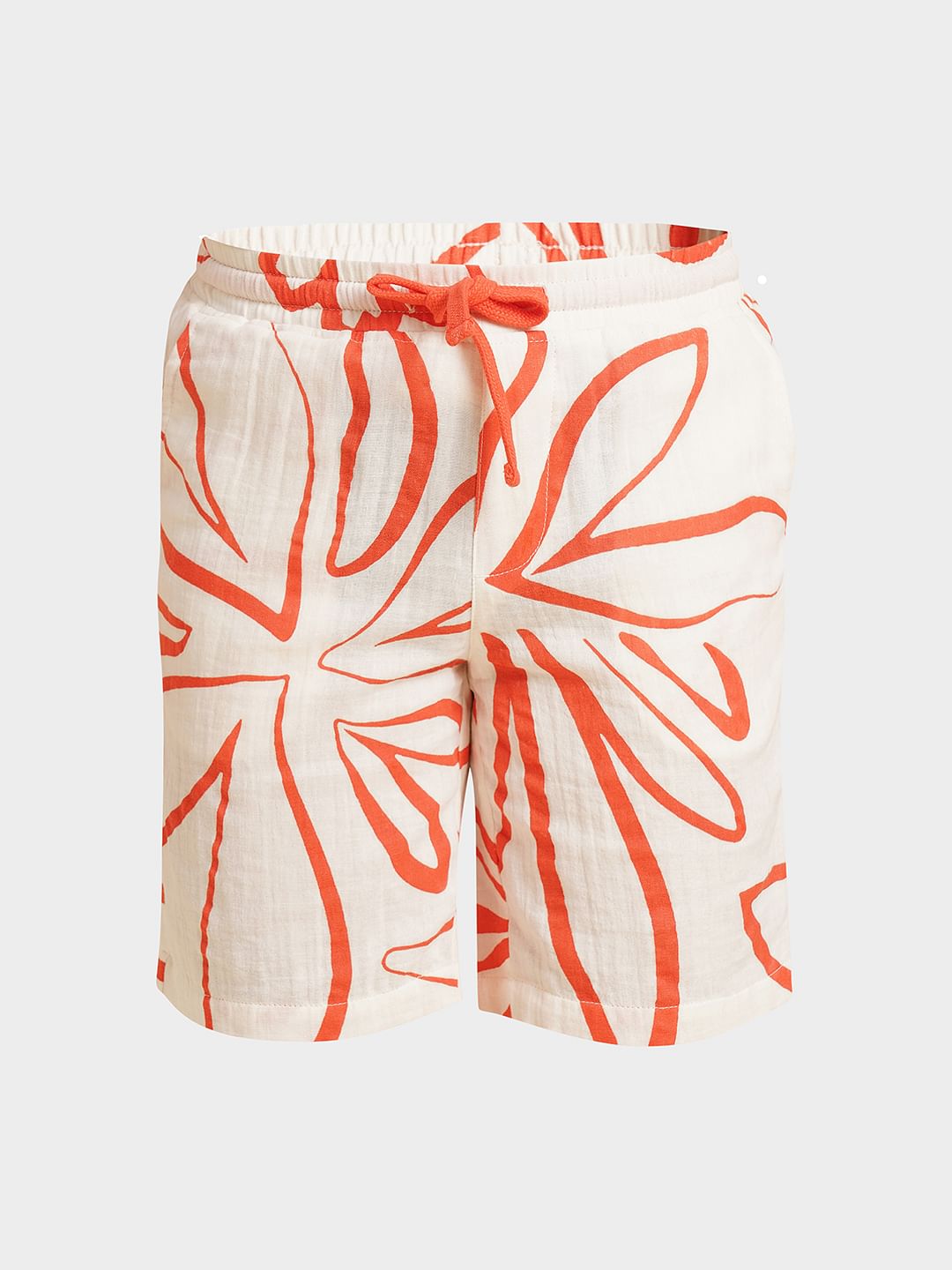 Boys White Printed Co-ord Set Shorts