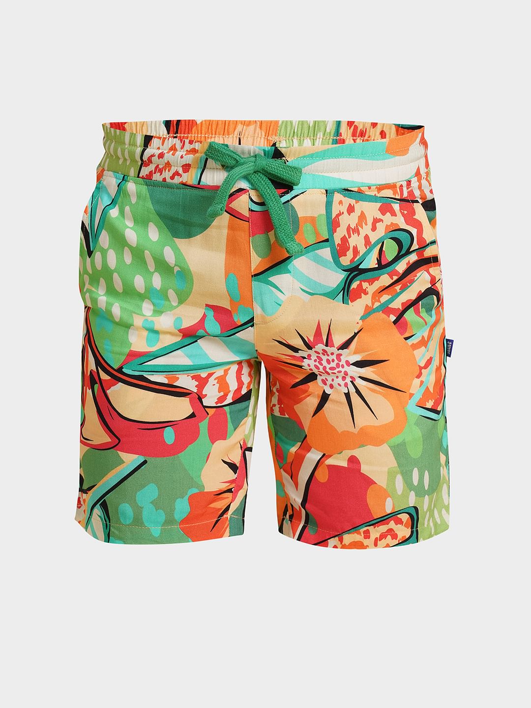 Boys Green Printed Co-ord Set Shorts