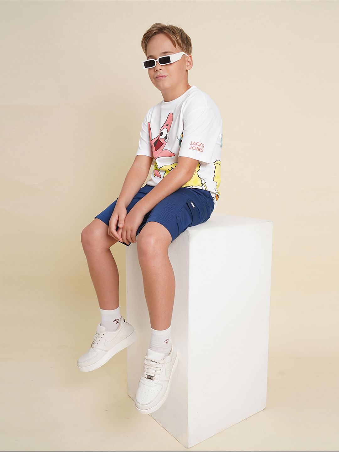 Boys Navy Blue Cotton Shorts