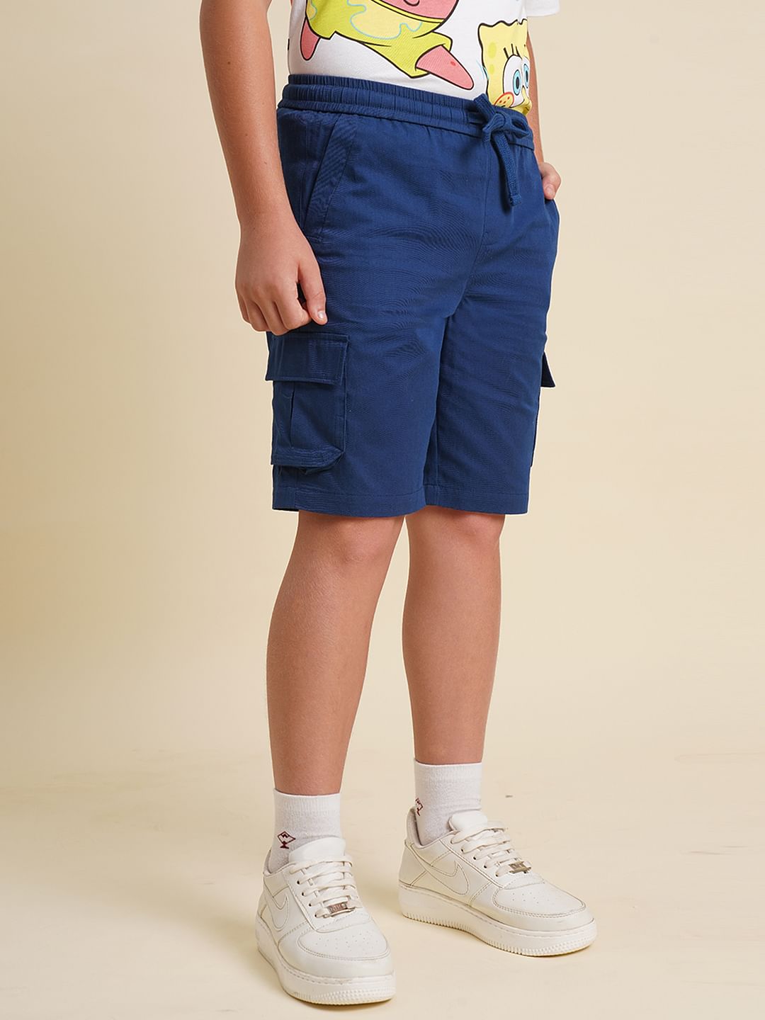 Boys Navy Blue Cotton Shorts