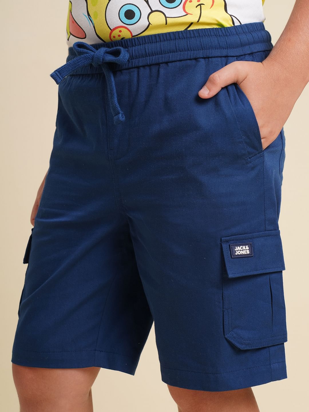 Boys Navy Blue Cotton Shorts