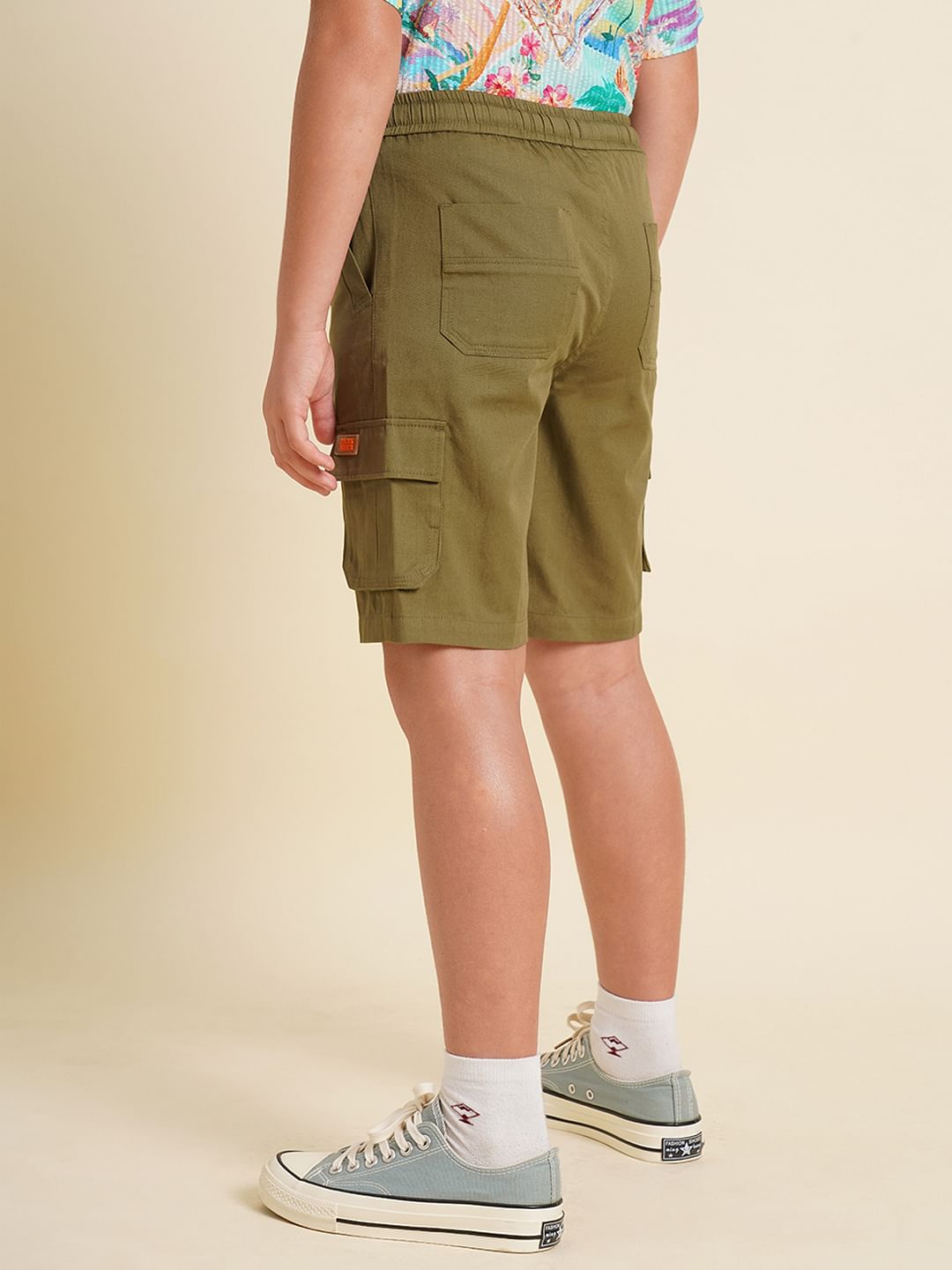 Boys Dark Green Cotton Shorts