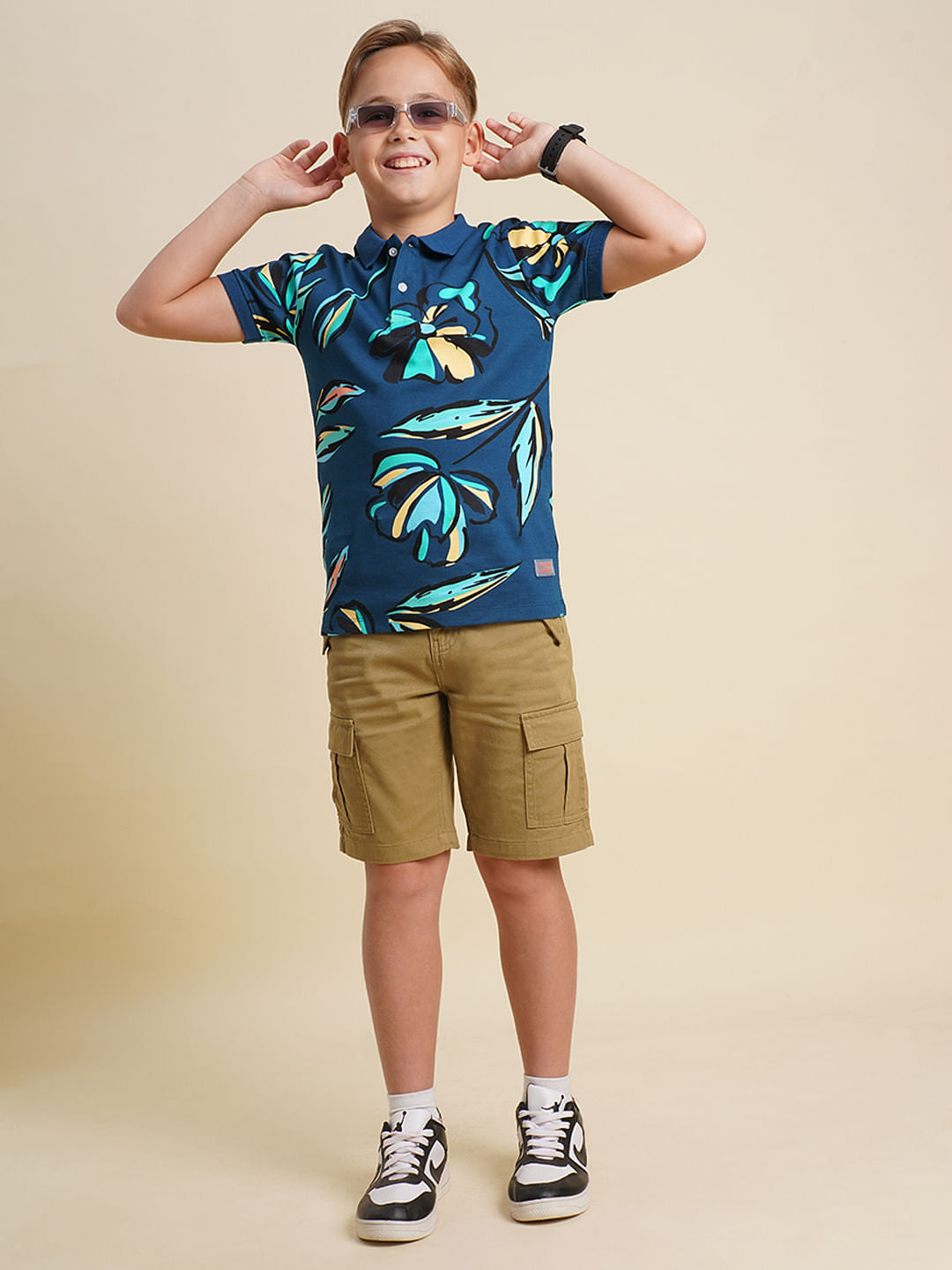 Boys Dark Beige Cotton Denim Shorts