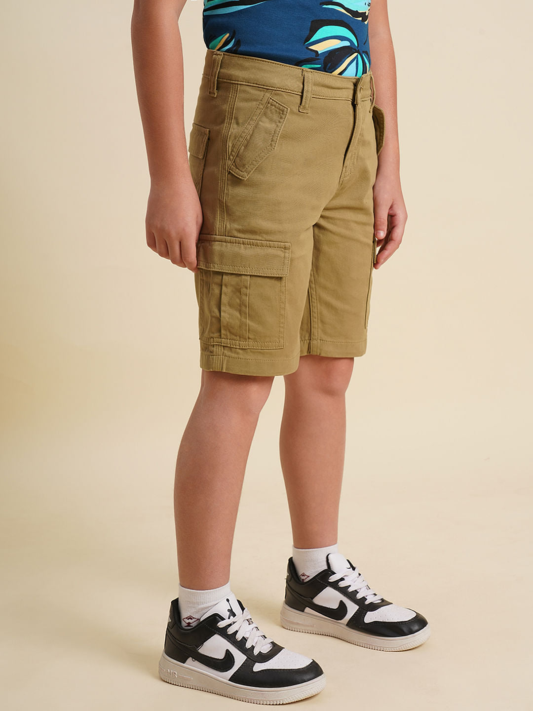 Boys Dark Beige Cotton Denim Shorts
