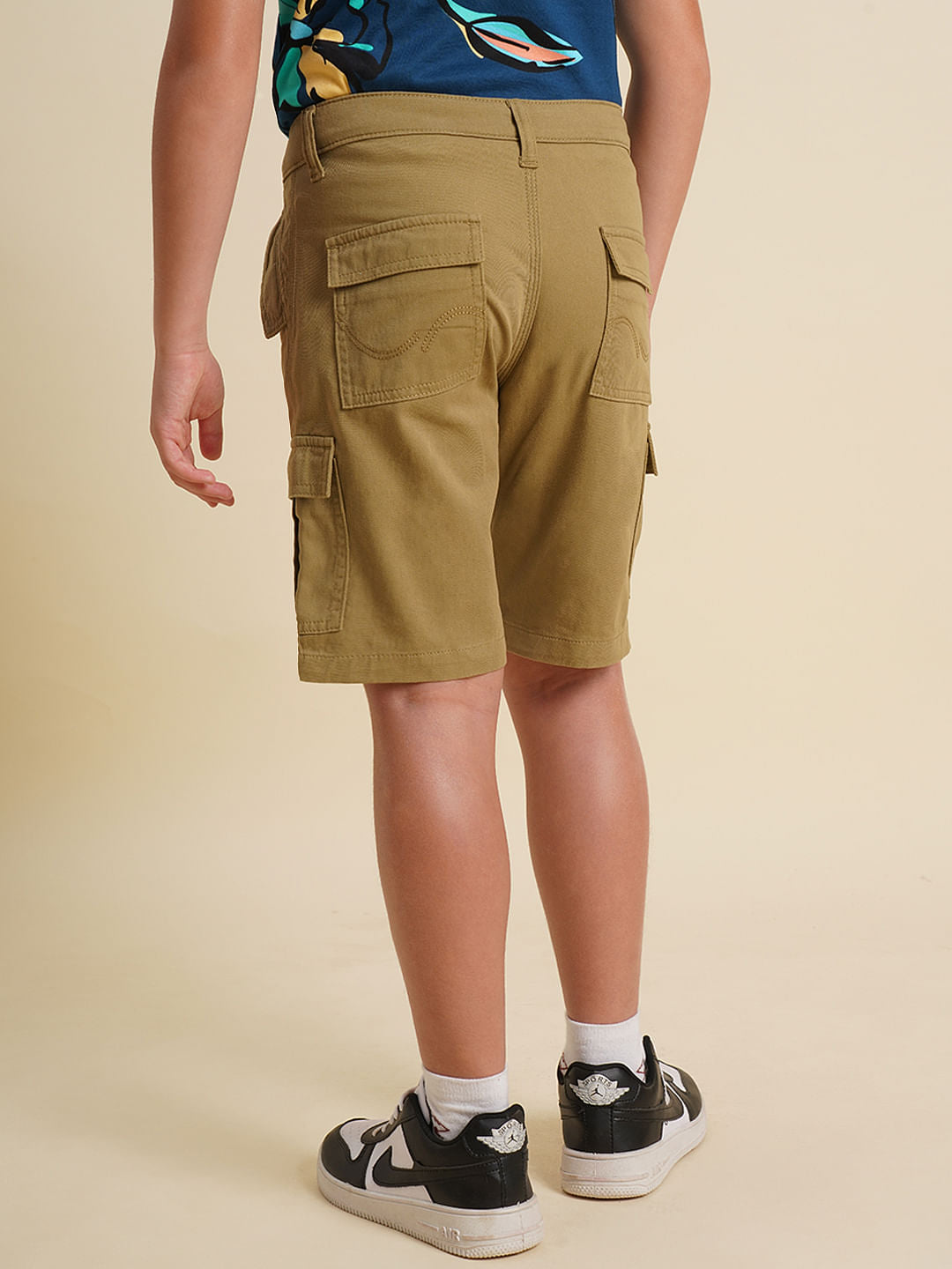 Boys Dark Beige Cotton Denim Shorts