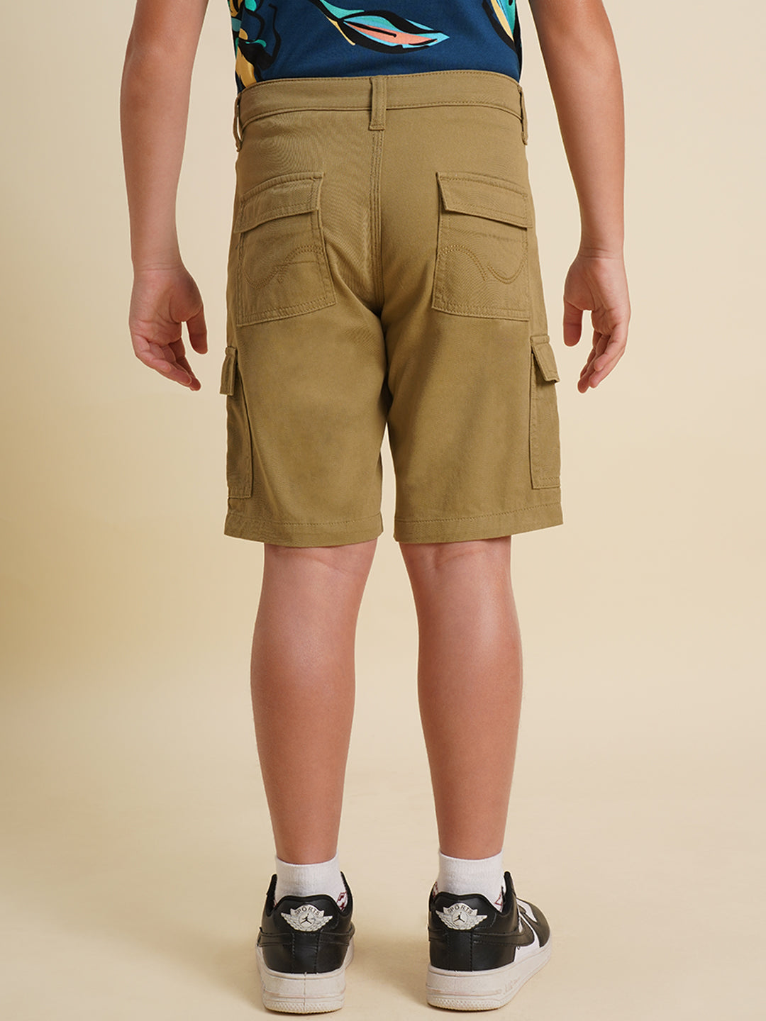 Boys Dark Beige Cotton Denim Shorts