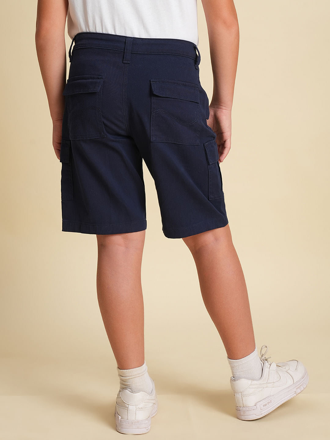 Boys Dark Blue Cotton Casual Shorts