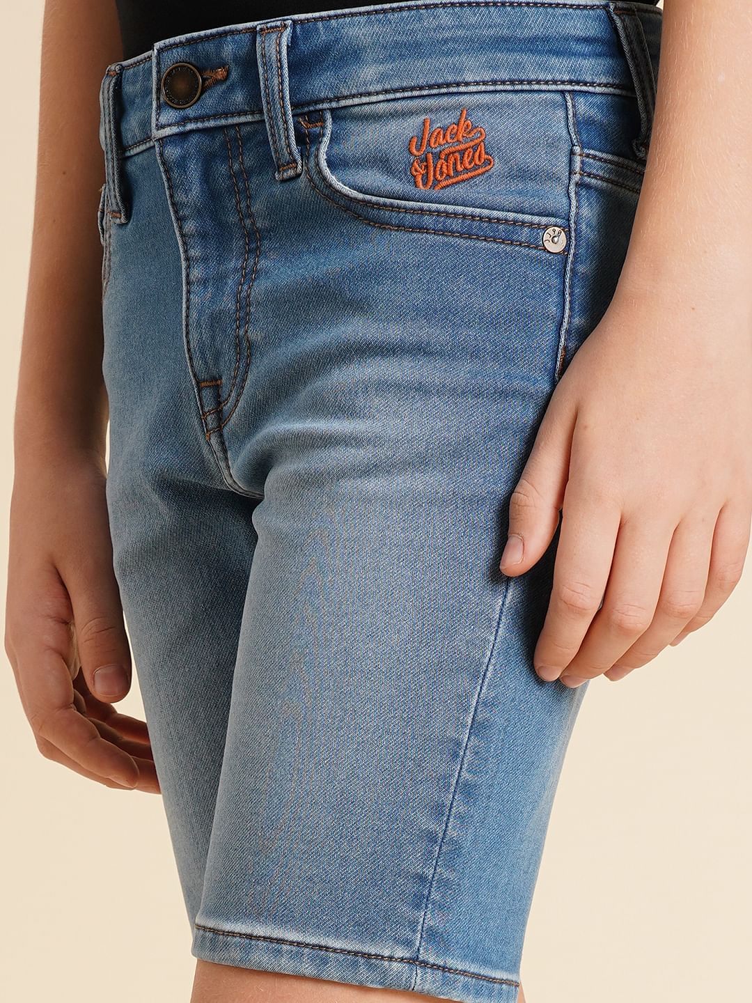 Boys Blue Mid Rise Denim Shorts