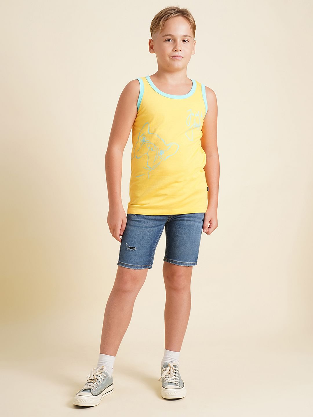 Boys Dark Blue Distressed Denim Shorts