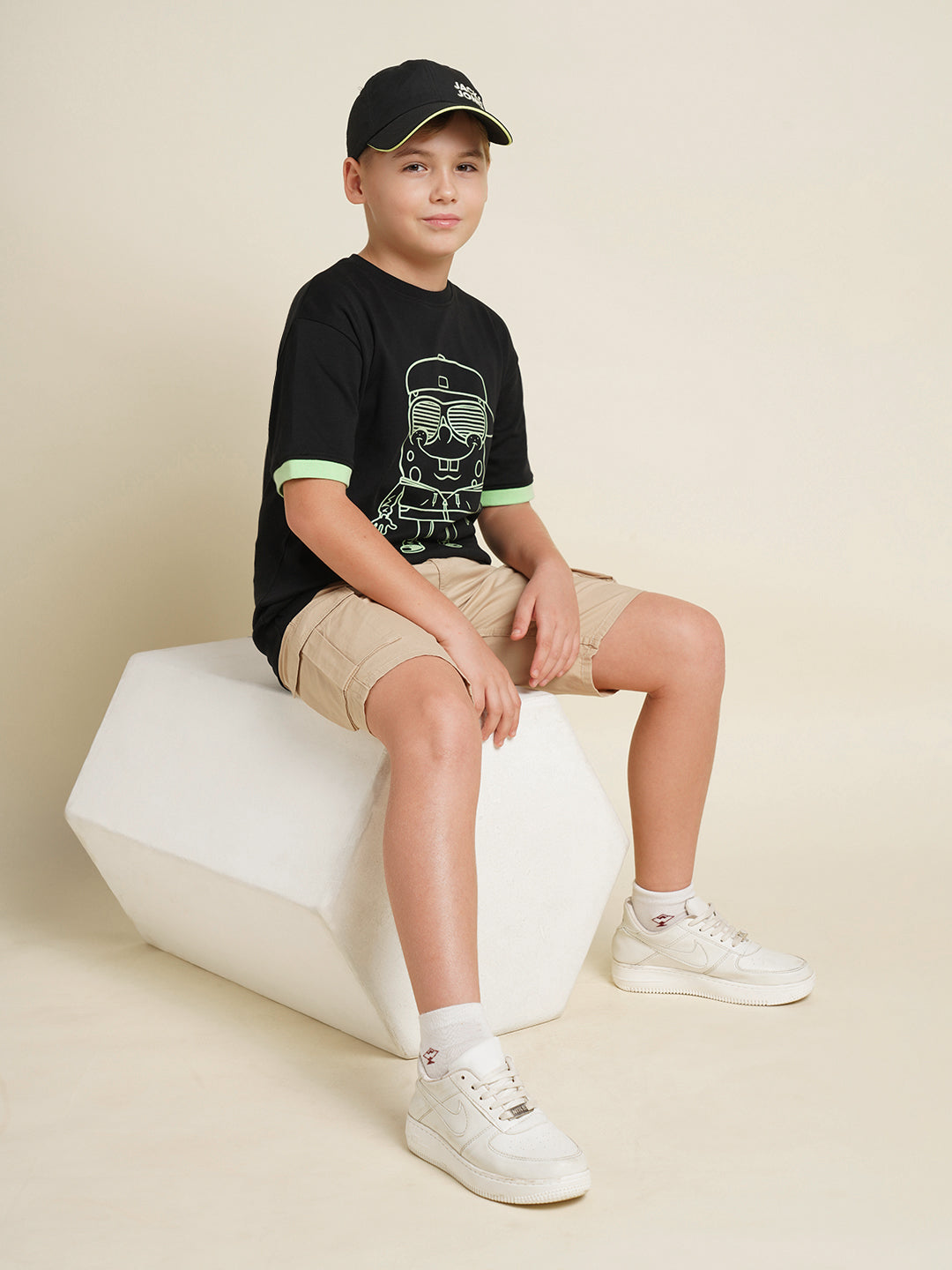 JACK&JONES JUNIOR Boys Khaki Mid Rise Shorts