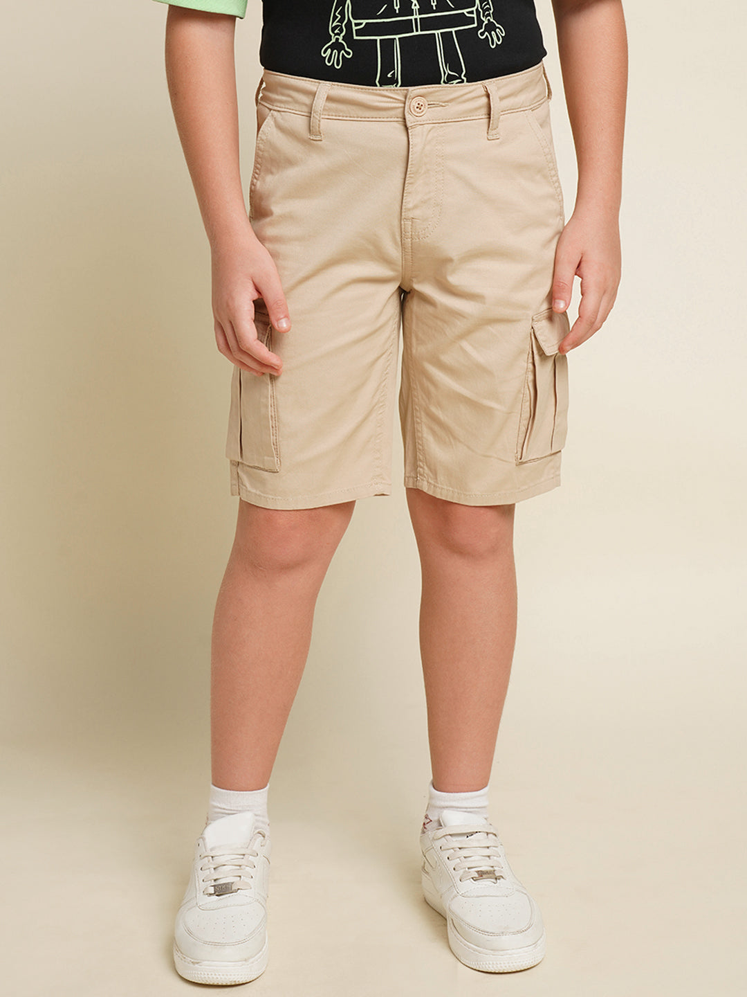 JACK&JONES JUNIOR Boys Khaki Mid Rise Shorts