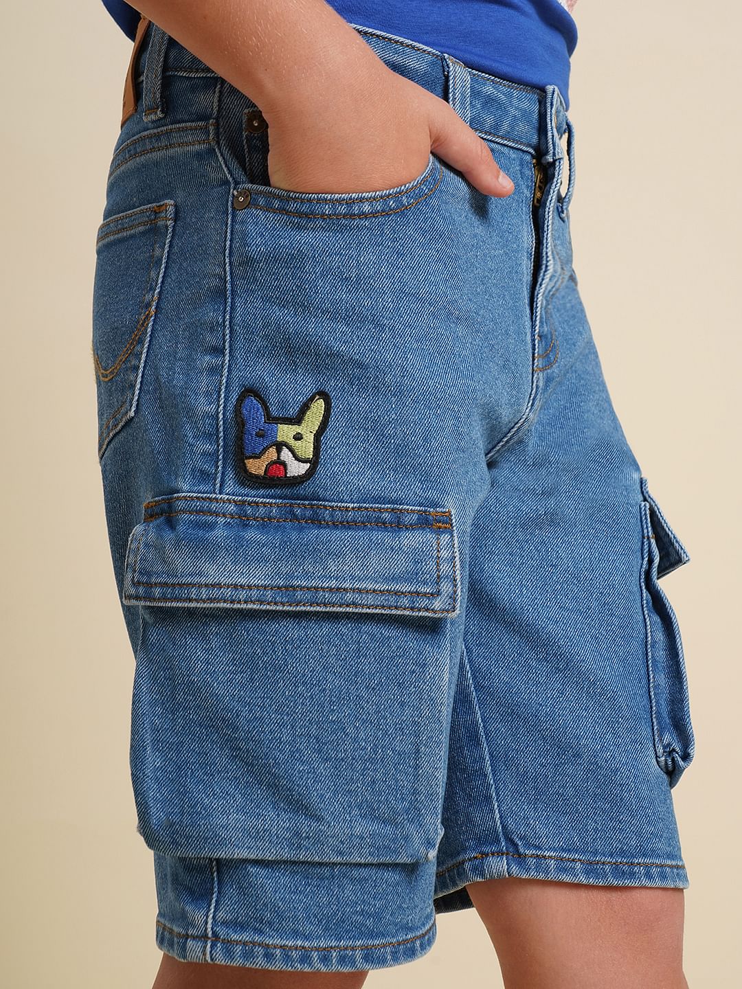 Boys Blue Cotton Denim Shorts