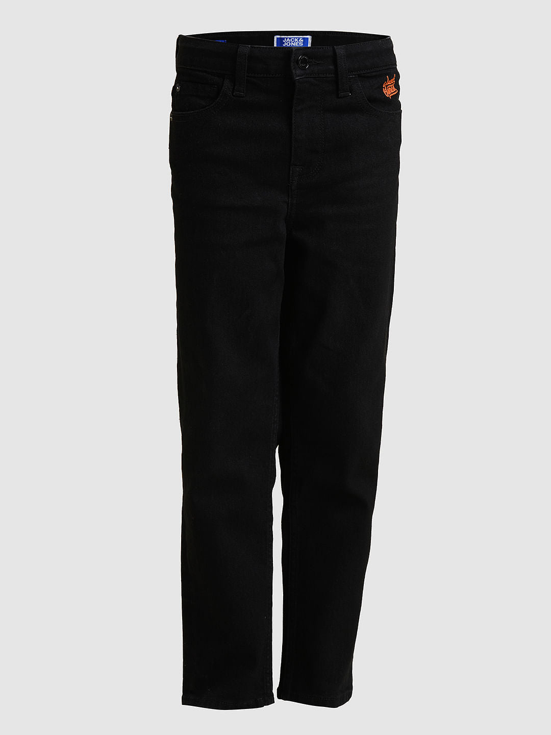 Boys Black Mid Rise Cropped Jeans