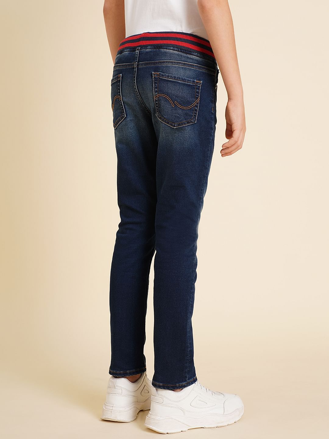 Boys Blue Elasticated Waistband Straight Fit Jeans