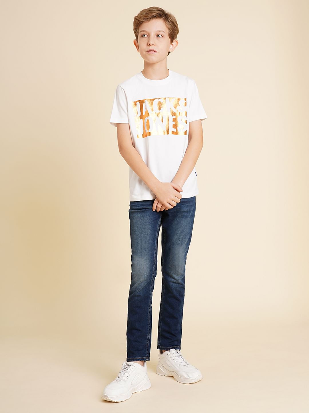 Boys Blue Elasticated Waistband Straight Fit Jeans