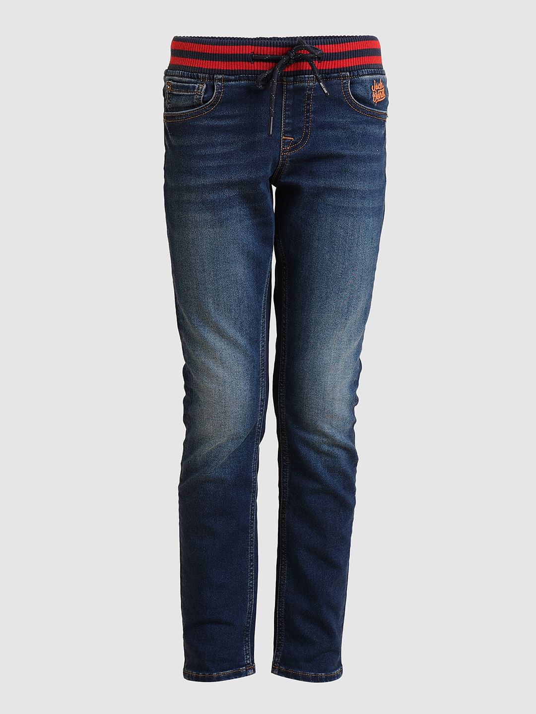 Boys Blue Elasticated Waistband Straight Fit Jeans