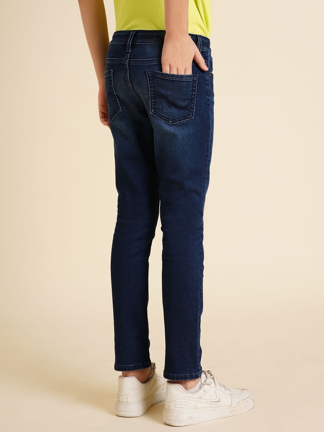Boys Dark Blue Mid Rise Straight Fit Jeans