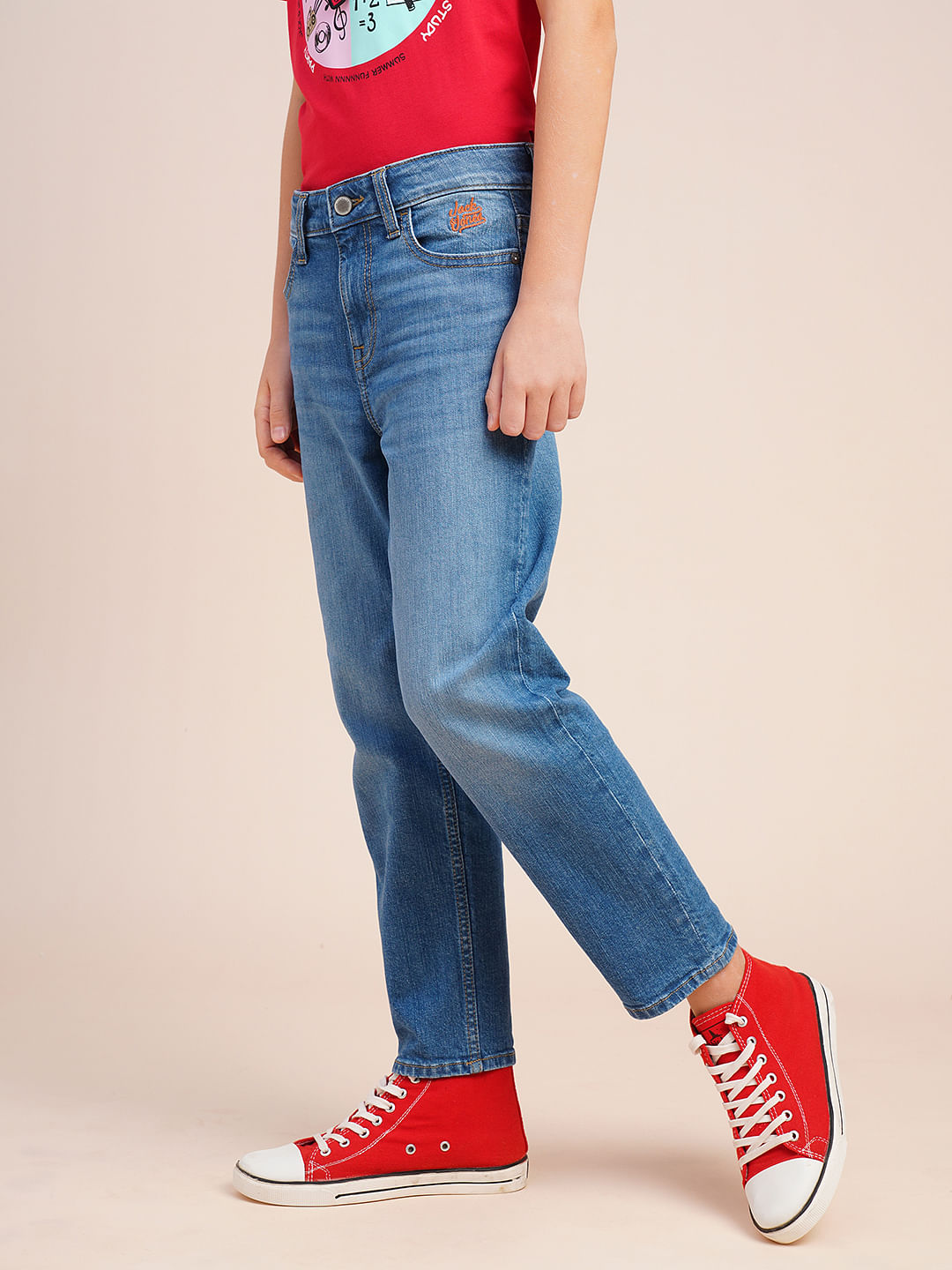 Boys Blue Light Wash Cropped Jeans