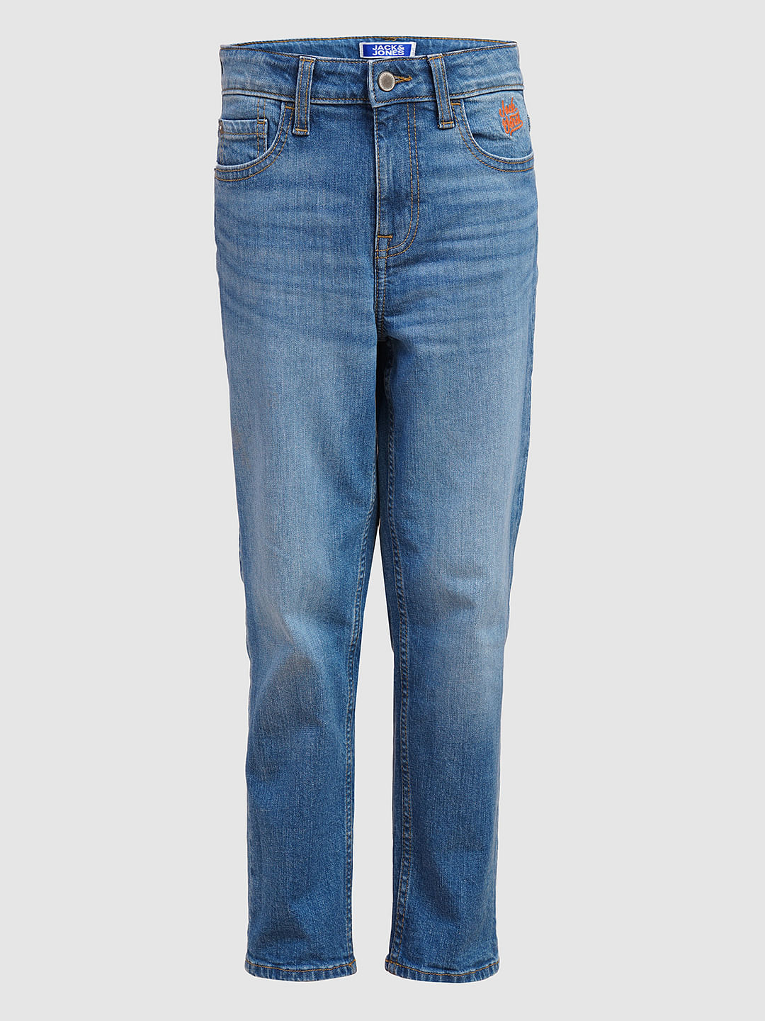 Boys Blue Light Wash Cropped Jeans