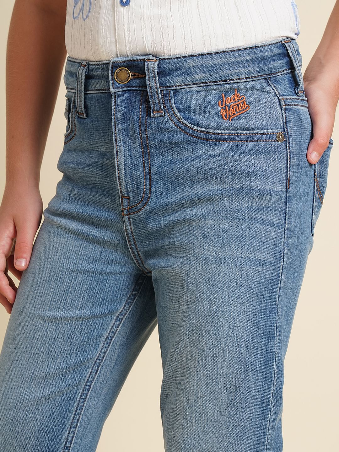 Boys Light Blue Mid Rise Regular Fit Jeans