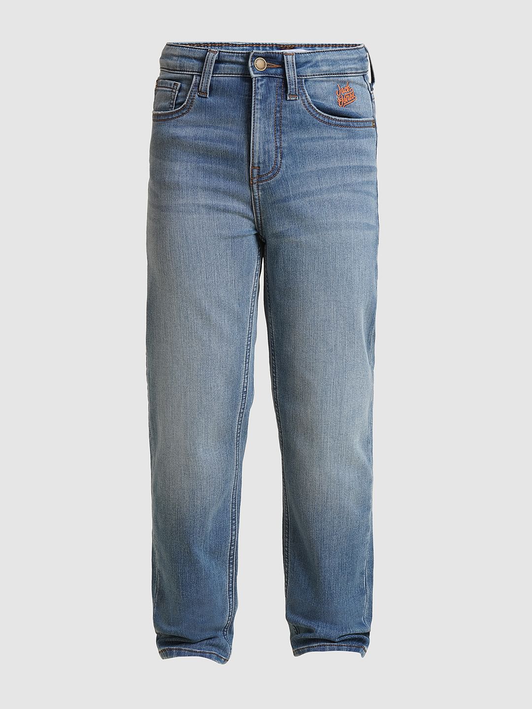 Boys Light Blue Mid Rise Regular Fit Jeans