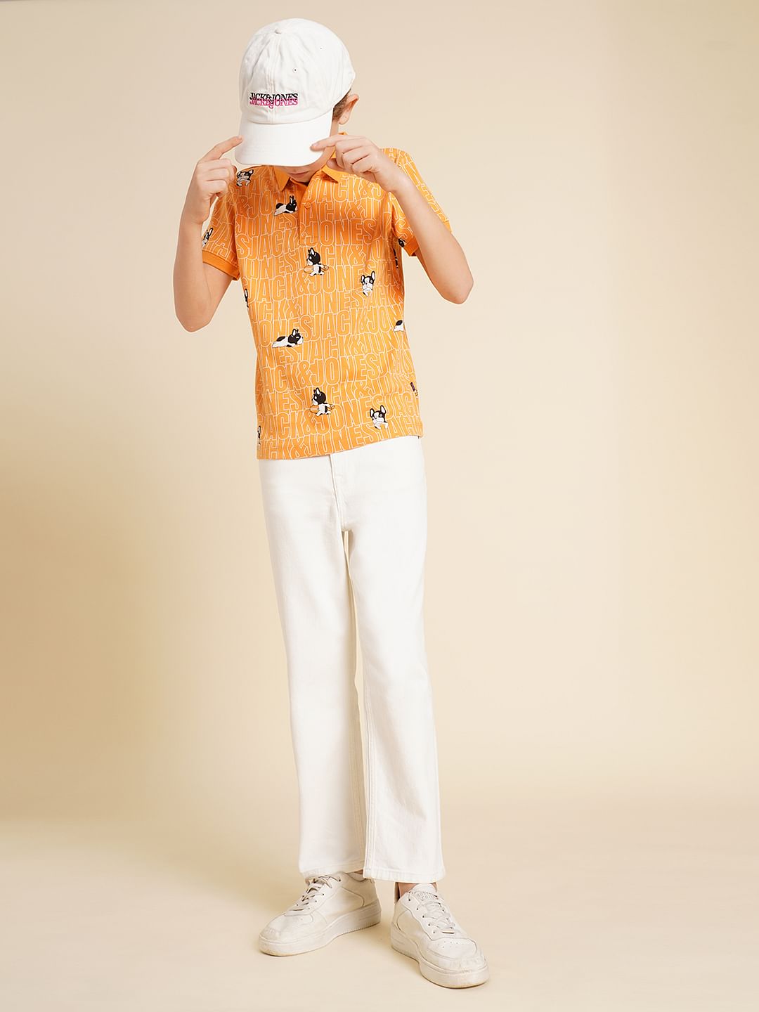 Boys White Mid Rise Cropped Comfort Fit Jeans