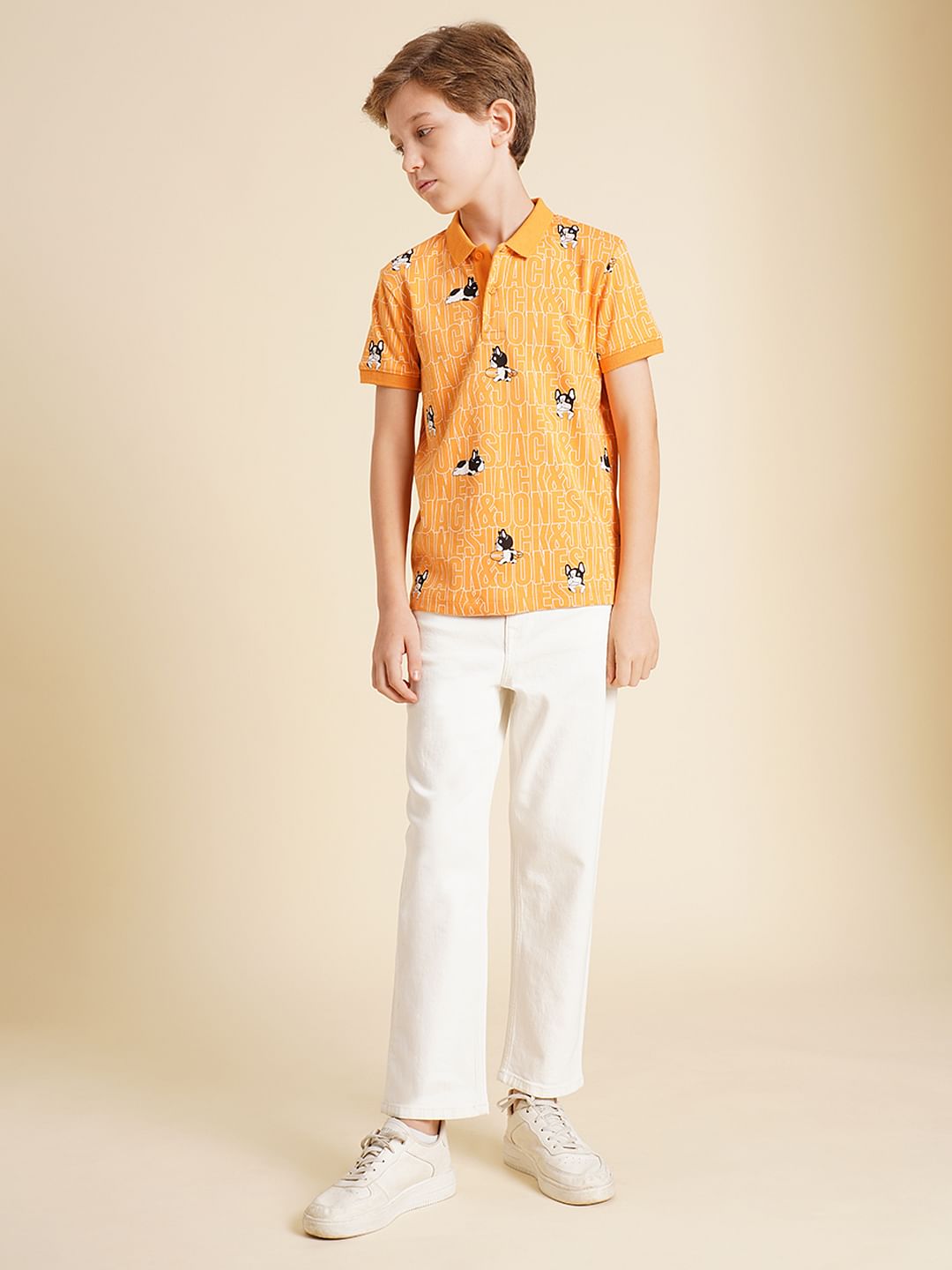 Boys White Mid Rise Cropped Comfort Fit Jeans