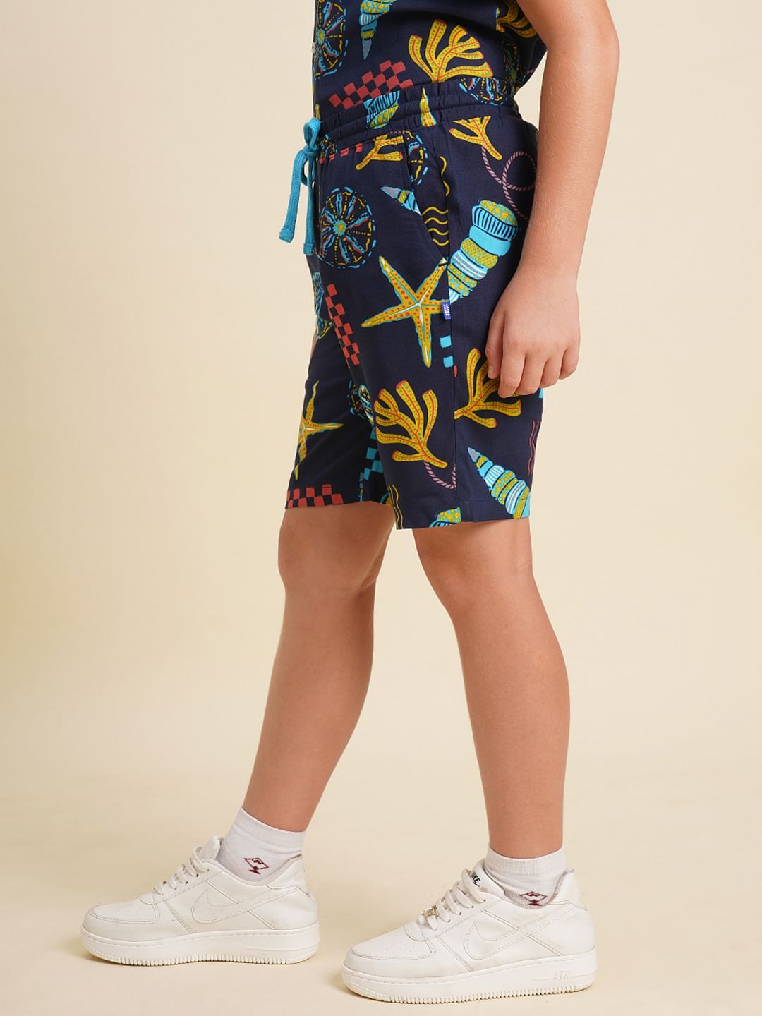 Boys Blue Printed Co-ord Set Shorts